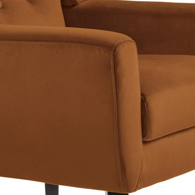 Ensemble de 2 fauteuils d'appoint en velours pour salon, avec accoudoirs rembourrés