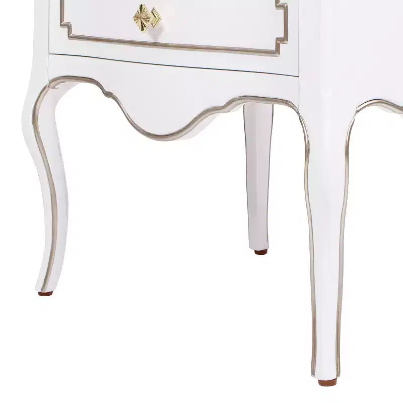 Table d'appoint de rangement Edwardian JTH LUXE Court 23,5 de large, en bouleau blanc doux