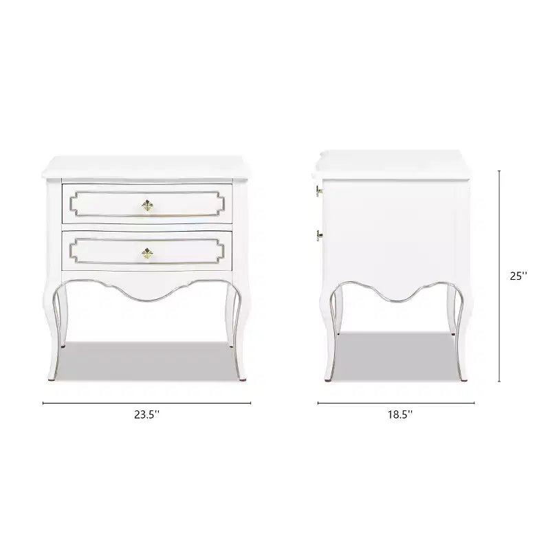 Table d'appoint de rangement Edwardian JTH LUXE Court 23,5 de large, en bouleau blanc doux