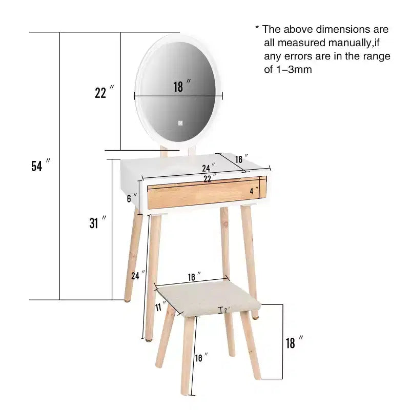 Coiffeuse Elecwish en bois avec miroir et chaise
