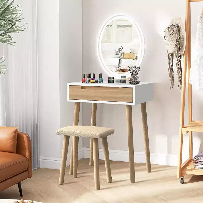 Coiffeuse Elecwish en bois avec miroir et chaise