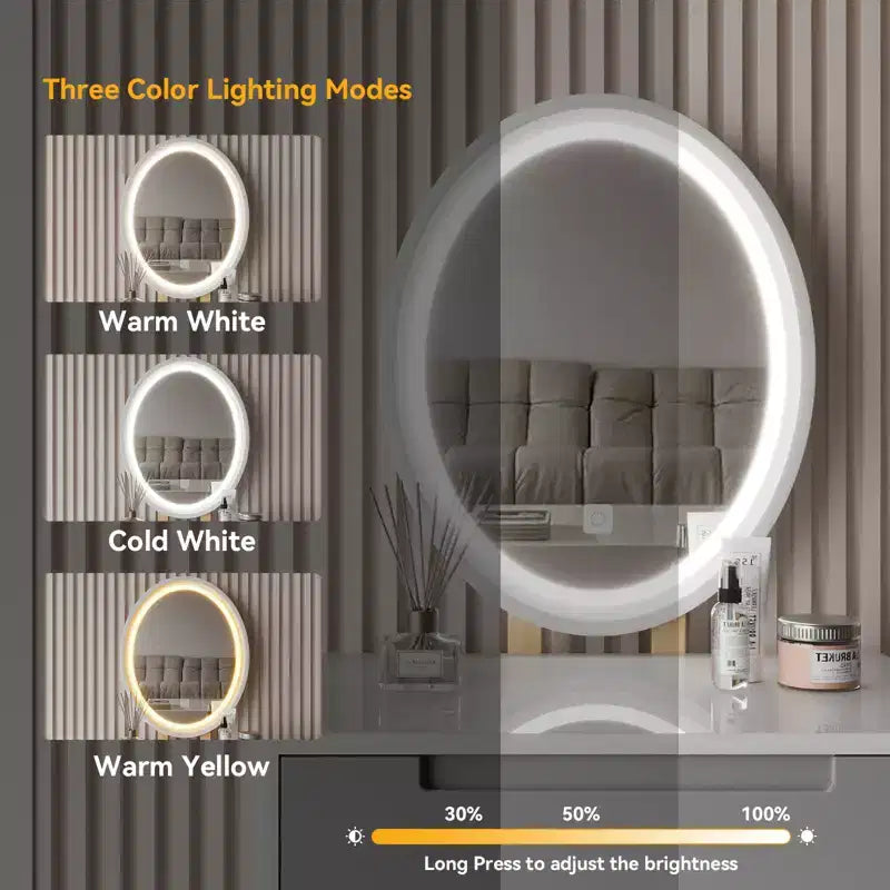 Coiffeuse Elecwish en bois avec miroir et chaise