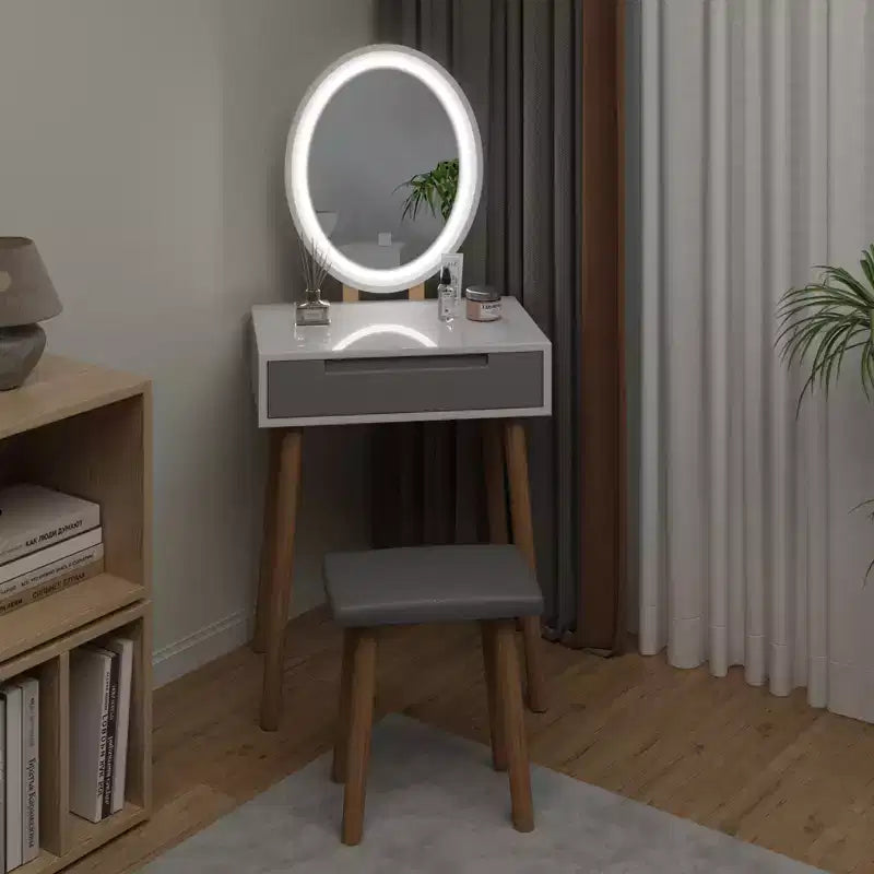 Coiffeuse Elecwish en bois avec miroir et chaise