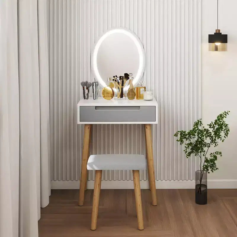 Coiffeuse Elecwish en bois avec miroir et chaise