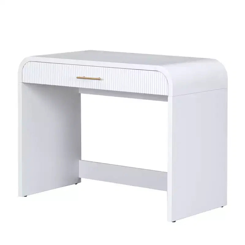 Table de toilette 40W, coiffeuse avec miroir lumineux à écran tactile et grand tiroir, blanc-ModernLuxe