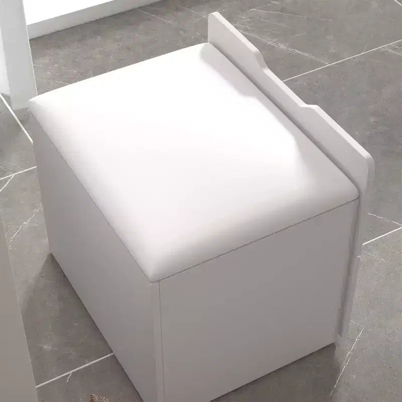 Famapy Coiffeuse blanche pliable avec rangement, design monobloc, rangement à bijoux intégré