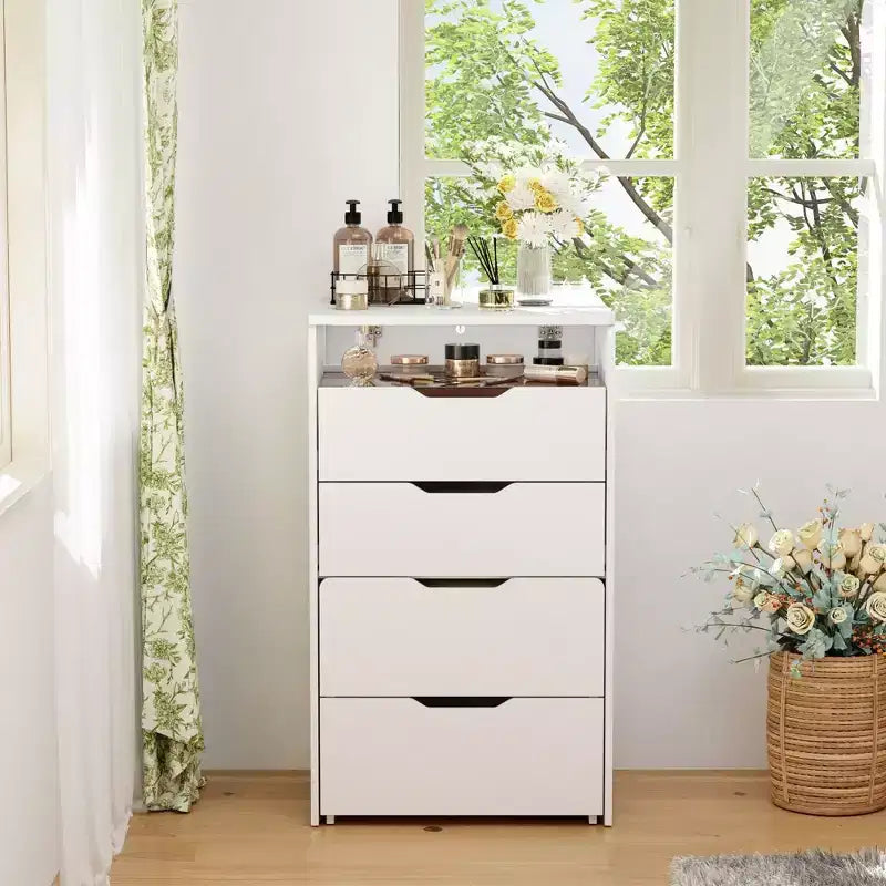 Famapy Coiffeuse blanche pliable avec rangement, design monobloc, rangement à bijoux intégré