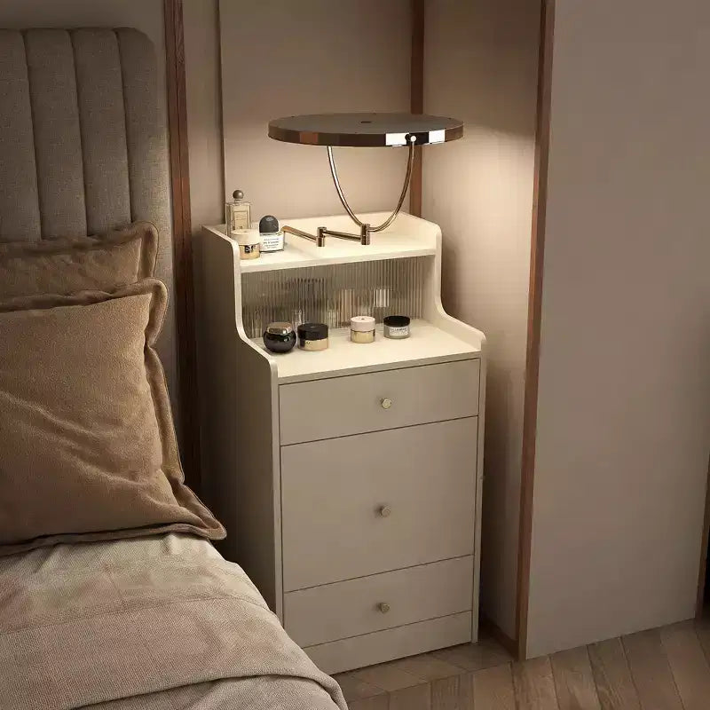 Okak Coiffeuse 3 en 1 avec miroir, ensemble de maquillage peu encombrant avec station de recharge, table de toilette compacte pour chambre à coucher