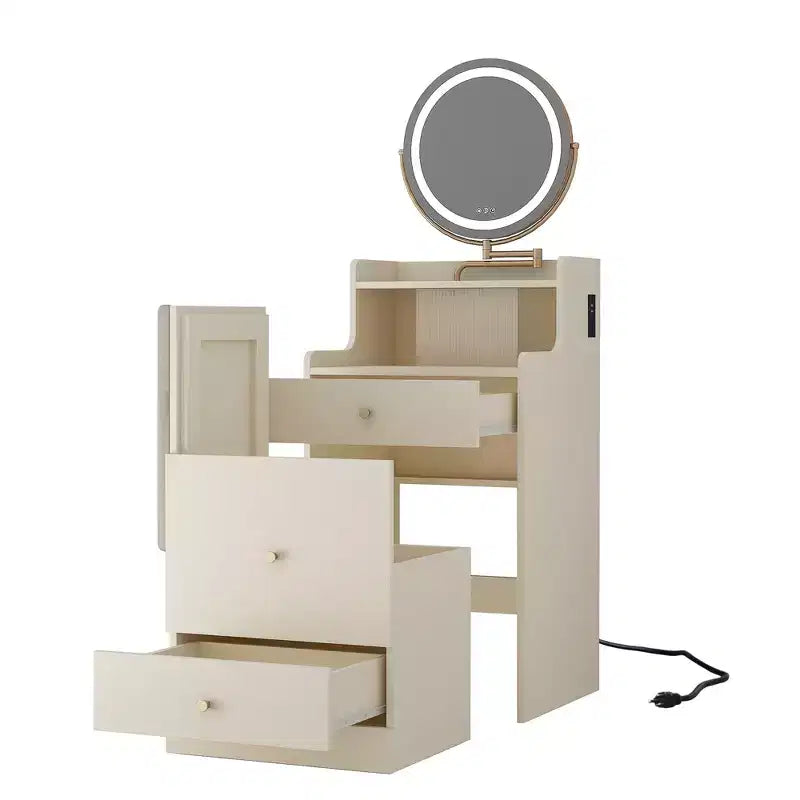 Okak Coiffeuse 3 en 1 avec miroir, ensemble de maquillage peu encombrant avec station de recharge, table de toilette compacte pour chambre à coucher