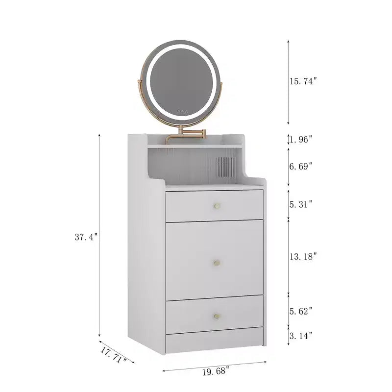 Okak Coiffeuse 3 en 1 avec miroir, ensemble de maquillage peu encombrant avec station de recharge, table de toilette compacte pour chambre à coucher
