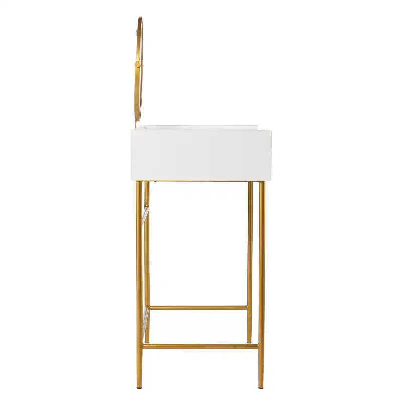 Coiffeuse Derald avec miroir et tiroir - Doré/Blanc - SEI