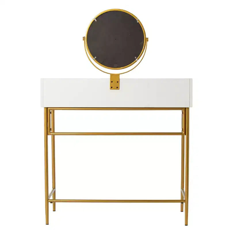 Coiffeuse Derald avec miroir et tiroir - Doré/Blanc - SEI