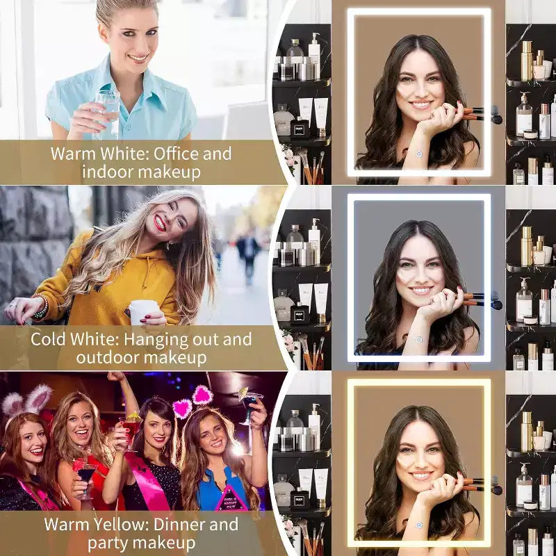 Coiffeuse, coiffeuse avec miroir lumineux, table de maquillage à 3 modes de couleur avec tabouret rembourré