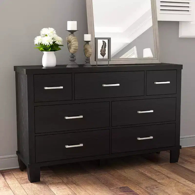 Commode de chambre à 7 tiroirs, commode moderne, organisateur de commode en bois