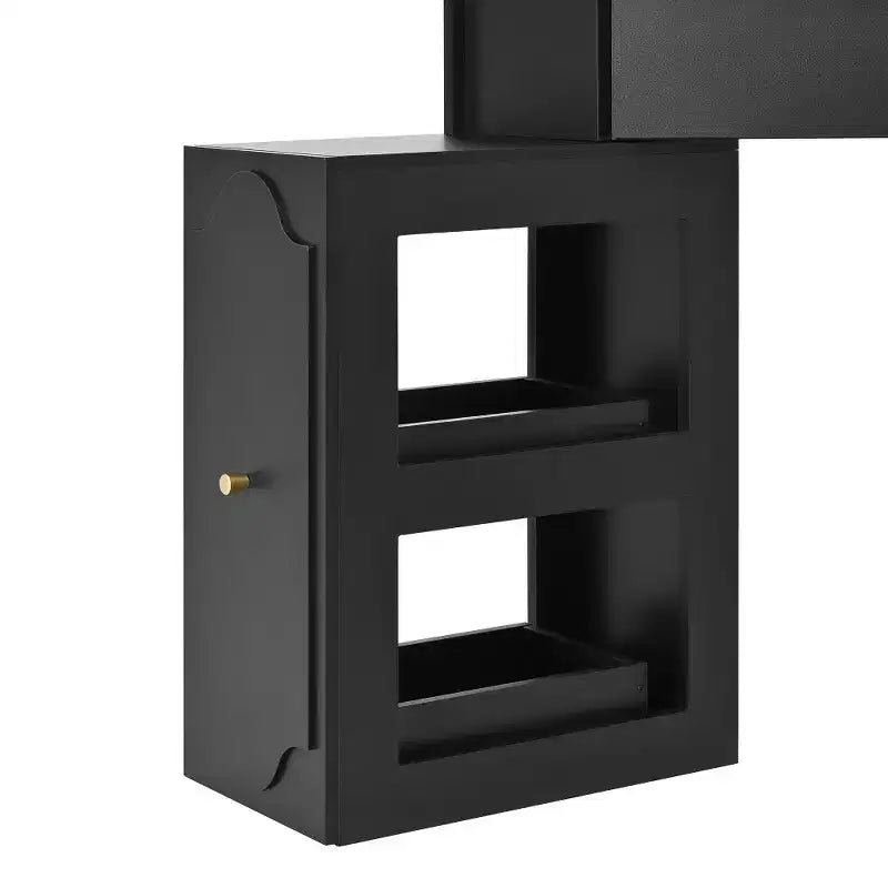 Coiffeuse d'angle Whisen avec tabouret rembourré, station de recharge, meuble latéral coulissant amovible