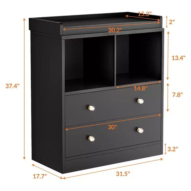 Commode pour bébé COZONY avec plan à langer, station de nurserie à 2 tiroirs avec matelas, table à langer robuste en bois
