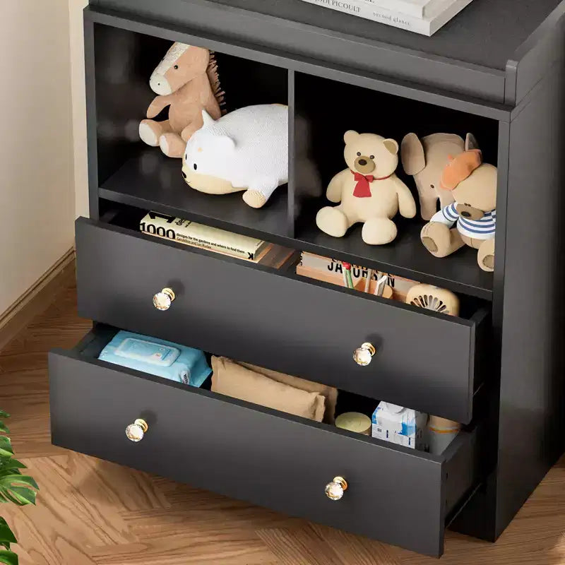 Commode pour bébé COZONY avec plan à langer, station de nurserie à 2 tiroirs avec matelas, table à langer robuste en bois