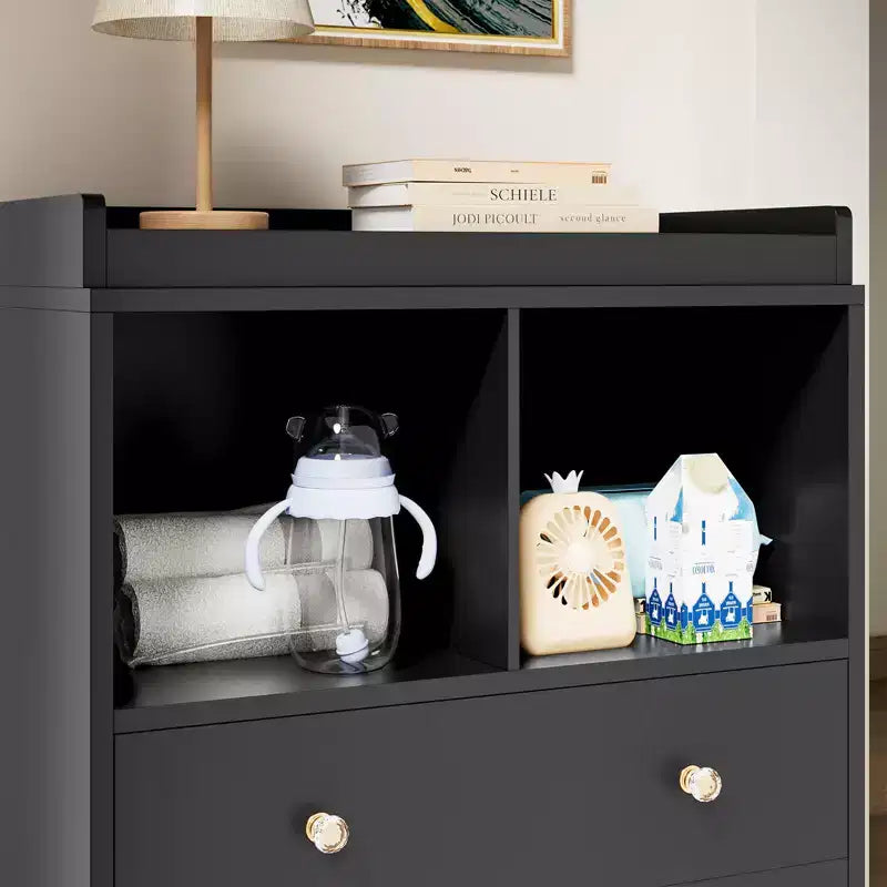Commode pour bébé COZONY avec plan à langer, station de nurserie à 2 tiroirs avec matelas, table à langer robuste en bois