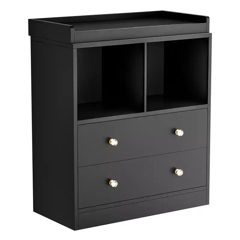 Commode pour bébé COZONY avec plan à langer, station de nurserie à 2 tiroirs avec matelas, table à langer robuste en bois