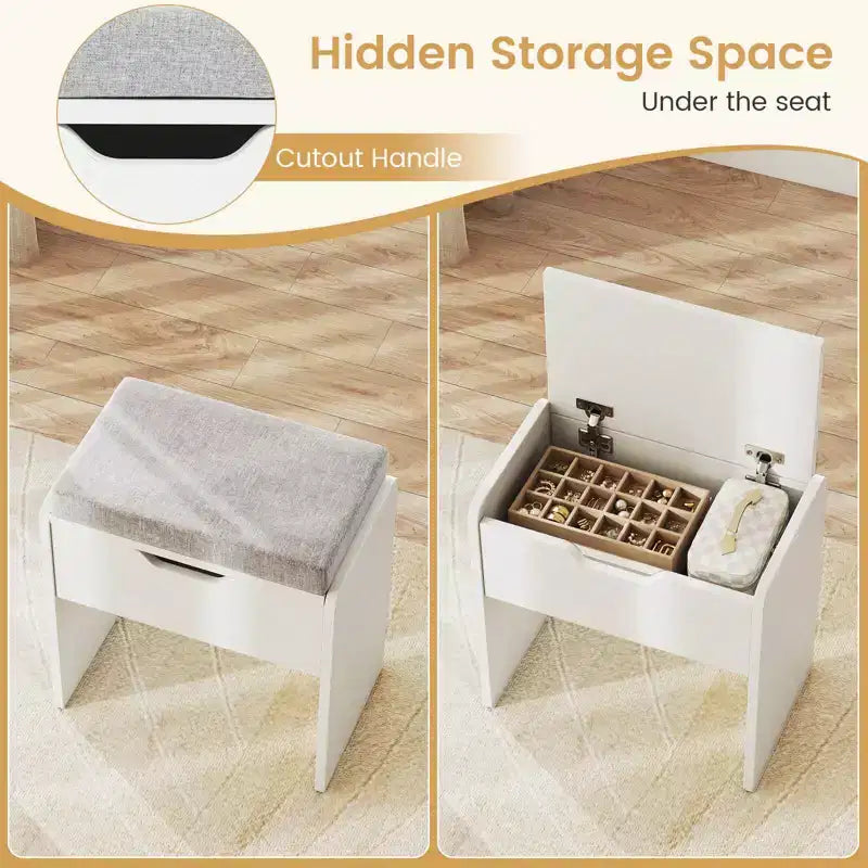 Coiffeuse Costway avec miroir et lumières Table de maquillage LED éclairée avec 3 modes de couleur