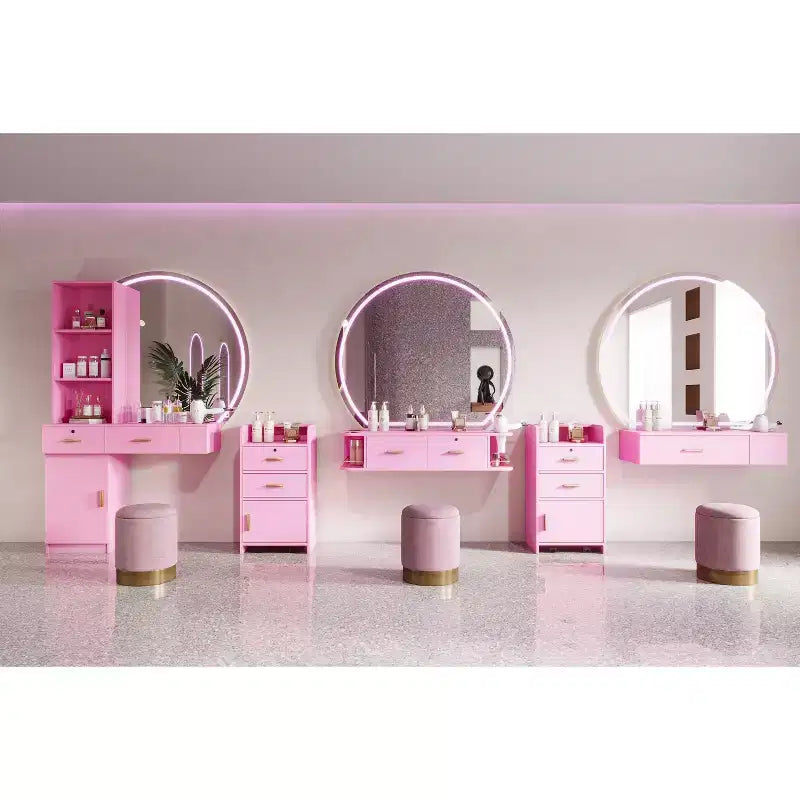 Meuble de rangement pour salon de beauté avec serrure, support pour sèche-cheveux, tiroir pour matériel de coiffure