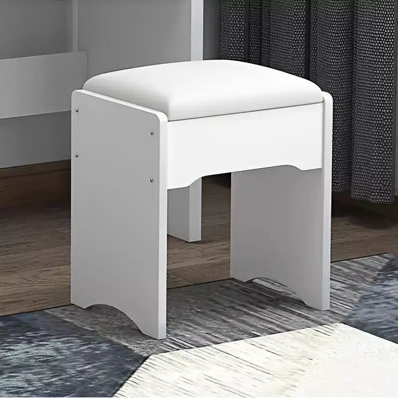 Coiffeuse moderne avec miroir et lumières GDFStudio Tess de 34,8 po, avec 1 chaise, 4 tiroirs et étagères ouvertes