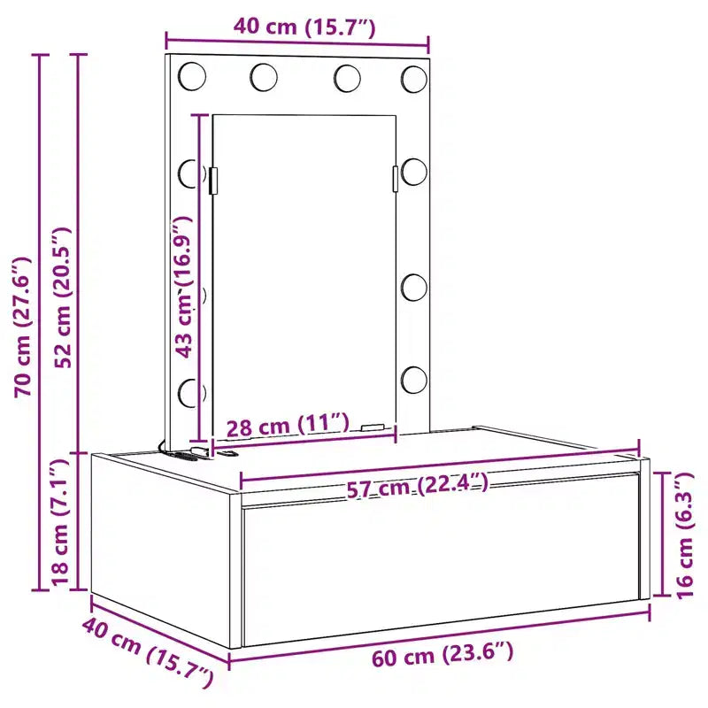 Coiffeuse moderne et minimaliste Clihome, élégante table de maquillage avec miroir clair et tiroirs de rangement intelligents pour une organisation quotidienne