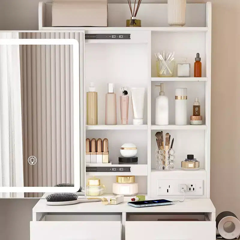 GDFStudio Yara 24 W Petite coiffeuse miroir avec tabouret
