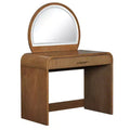 Coiffeuse de maquillage Okak avec grand miroir et écran tactile, bureau de vanité avec grand tiroir et coin arqué, table de maquillage pour chambre à coucher