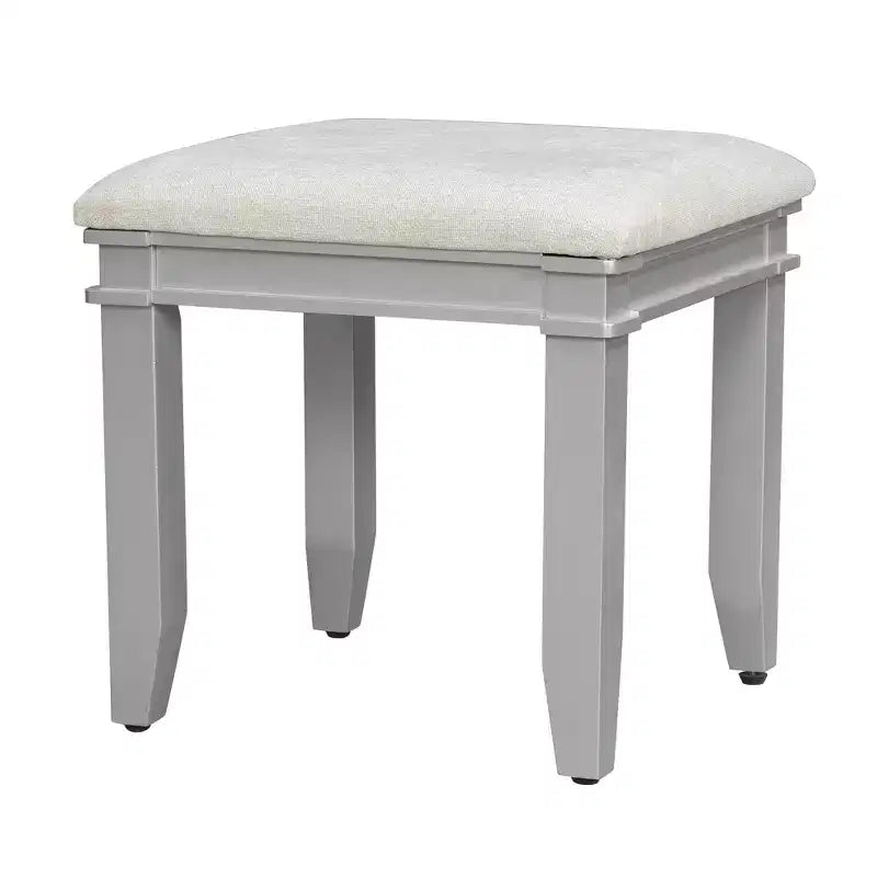 Coiffeuse Whisen 44.37, grande coiffeuse avec miroir triptyque, 5 tiroirs, étagères et 2 placards