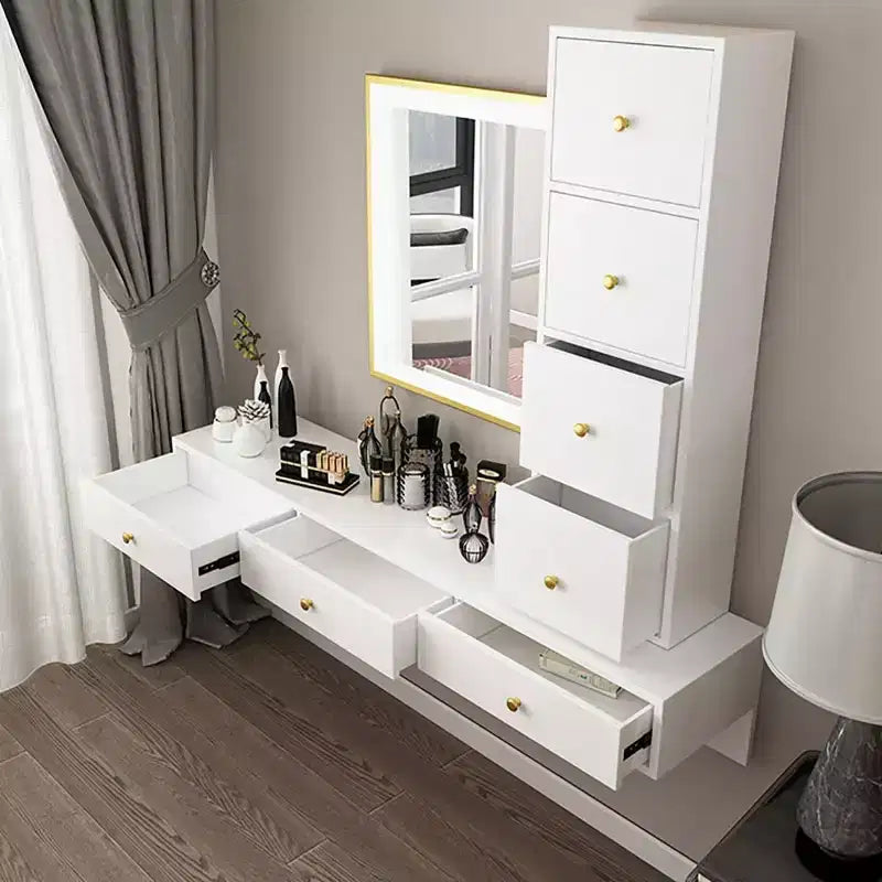 Étagère flottante de 47 po avec tiroir, bureau mural multifonctionnel et coiffeuse pour chambre à coucher, salle de bain