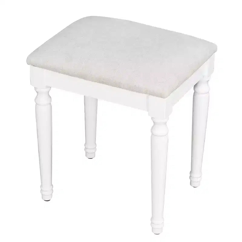 Coiffeuse avec 13 ampoules, miroir triptyque, station de charge et tiroirs de rangement, blanc - ModernLuxe
