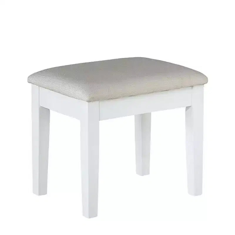 Ensemble de coiffeuse Royal Hampton 3 pièces blanche avec miroir LED et tabouret rembourré beige
