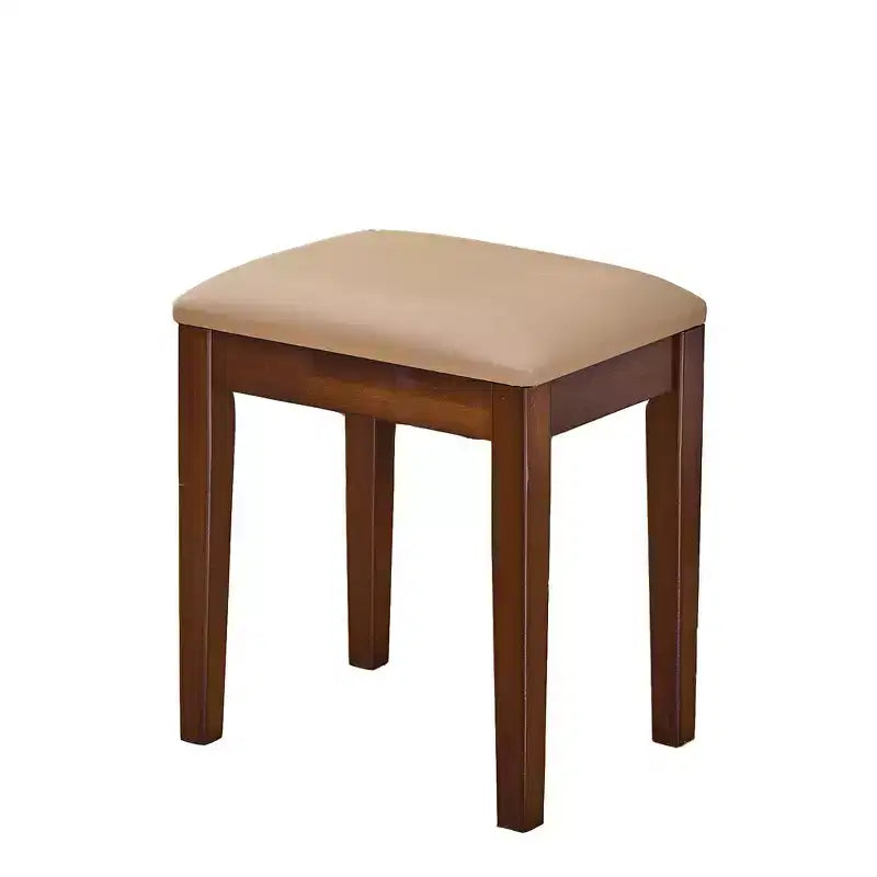 Coiffeuse Whisen Élégante, Ensemble de Table de Maquillage Moderne avec Tabouret, Miroir, Grandes Étagères, Tiroir et Armoire - Noyer