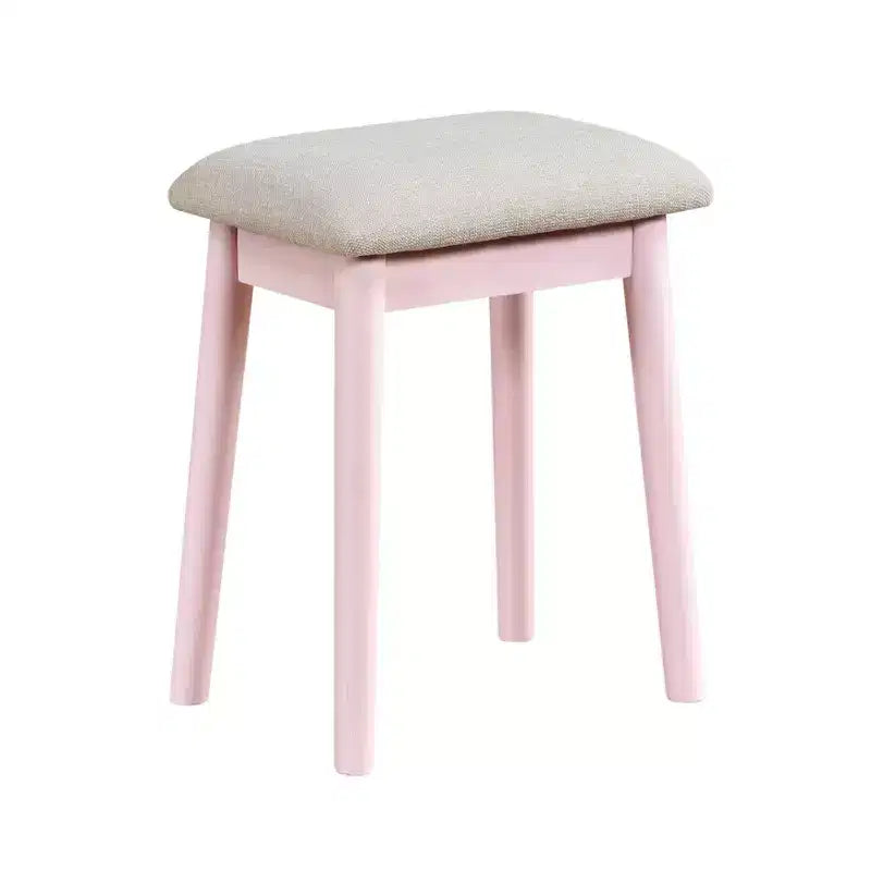Table de toilette Okak avec miroir rond et 4 tiroirs, coiffeuse avec tabouret rembourré, table de maquillage pour salon, chambre à coucher