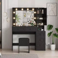 Elegant Dressing Table Set with LED Mirror Lights, Makeup Vanity Desk and Stool Featuring Charging Station, Multiple Drawers & Storage Shelves