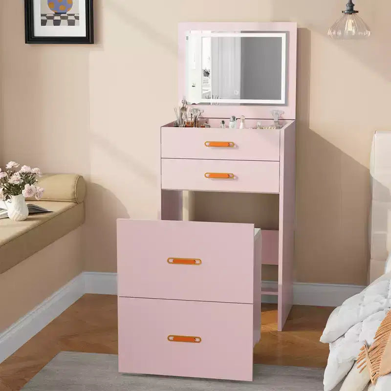 Coiffeuse avec tabouret, table de maquillage multifonctionnelle avec tiroirs, coiffeuse compacte pour chambre et dressing