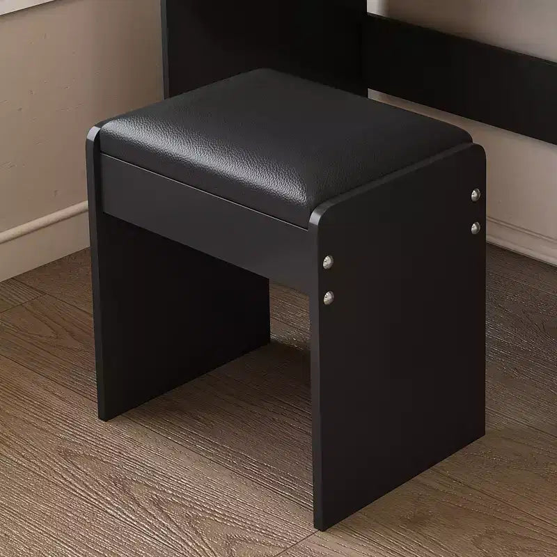 Coiffeuse avec grand miroir, prise électrique, 5 tiroirs et 3 modes d'éclairage, noir