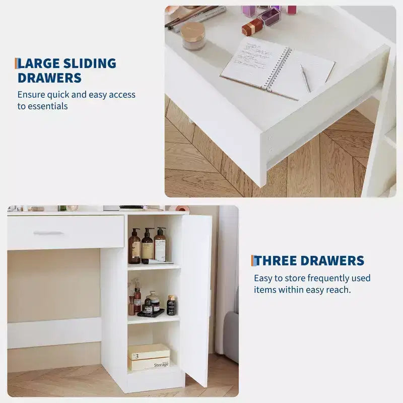 Coiffeuse compacte avec tabouret pour chambres à coucher