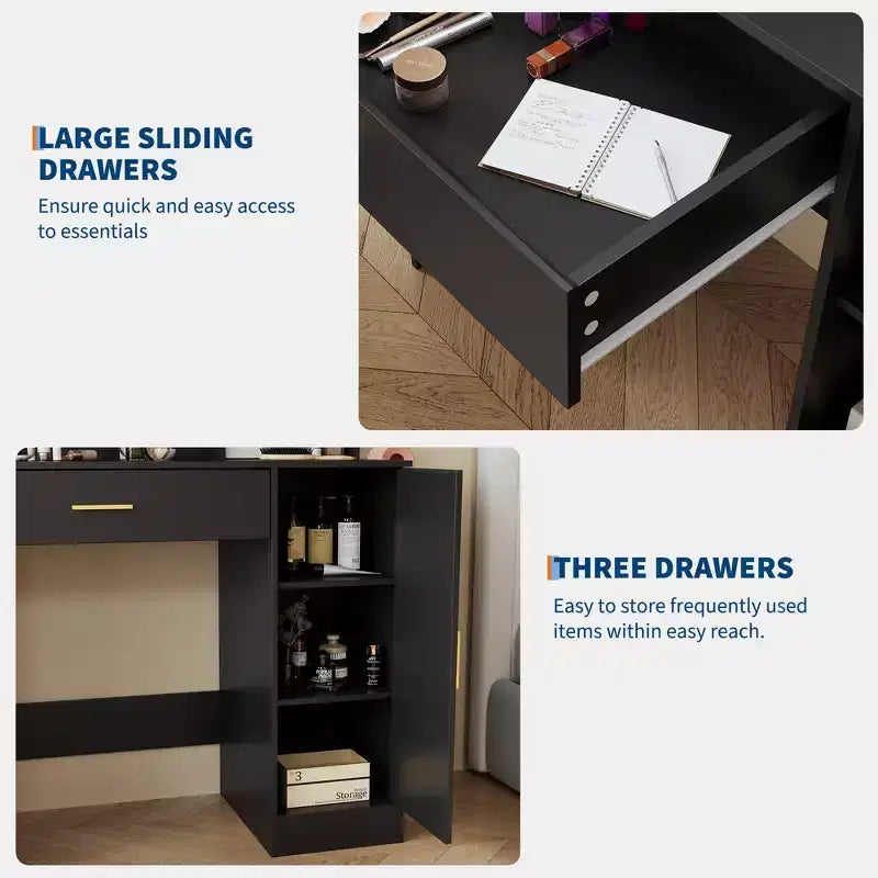 Coiffeuse compacte avec tabouret pour chambres à coucher