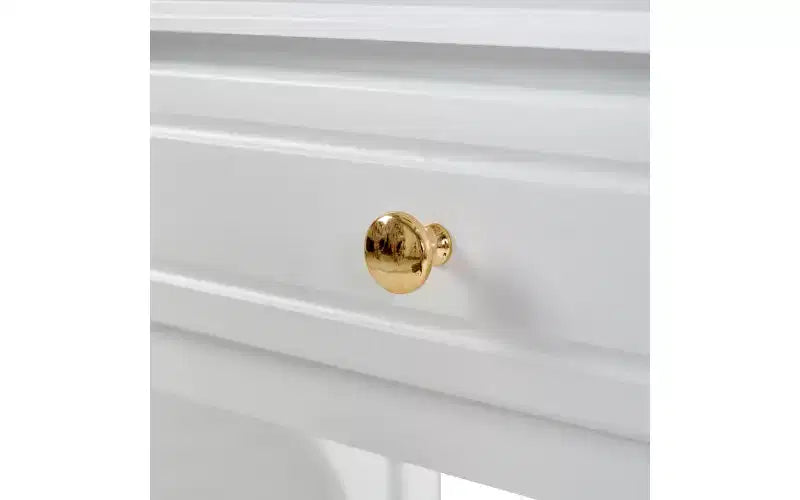 Coiffeuse de luxe avec miroir réversible, 5 tiroirs, tabouret assorti pour petits espaces, finition blanche, design compact