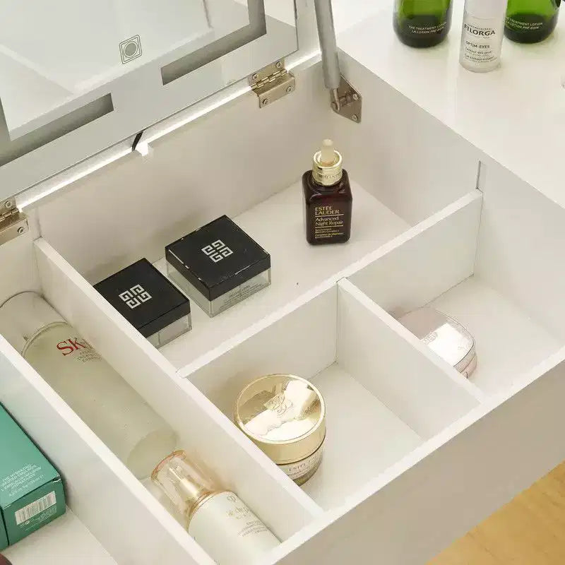 Ensemble coiffeuse blanche avec LED