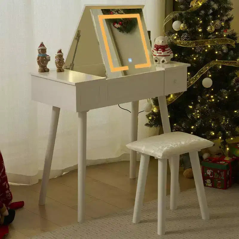 Ensemble coiffeuse blanche avec LED