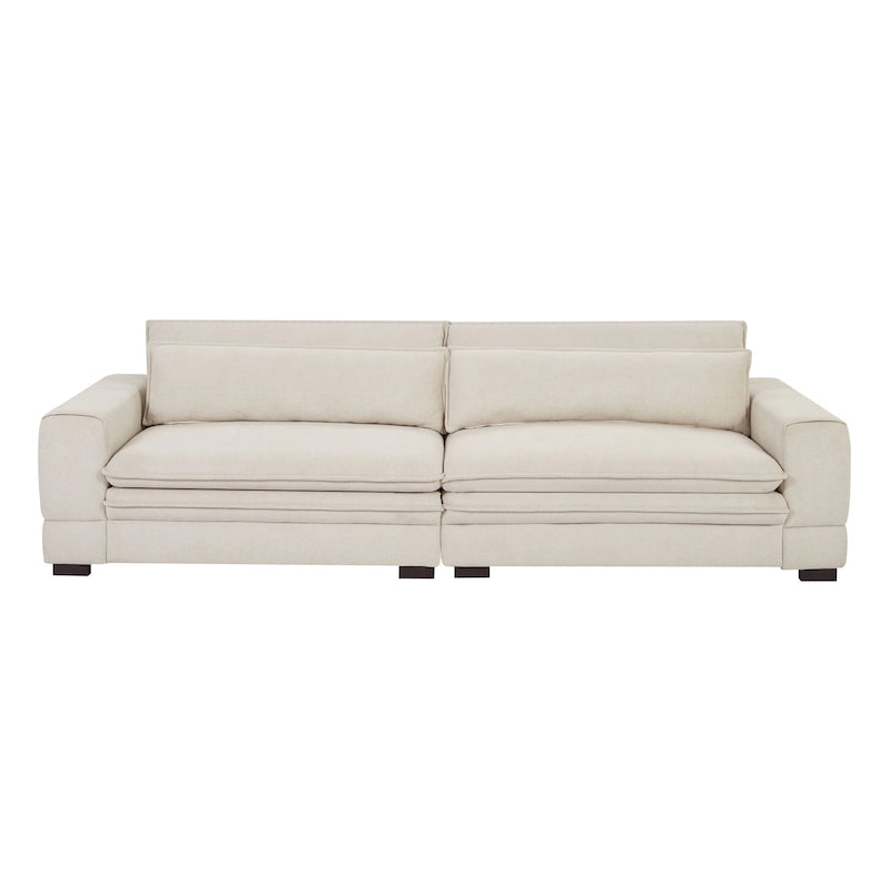 Canapé beige moderne 104,7 pouces en tissu avec coussins lombaires