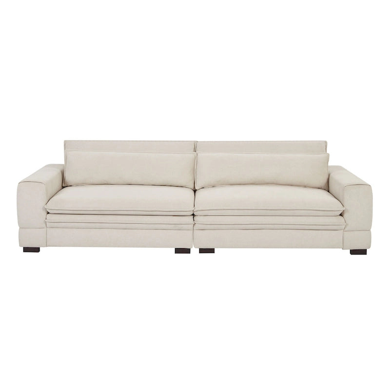 Beige Modern 104.7 Large Fabric Sofa with Lumbar Pillows
