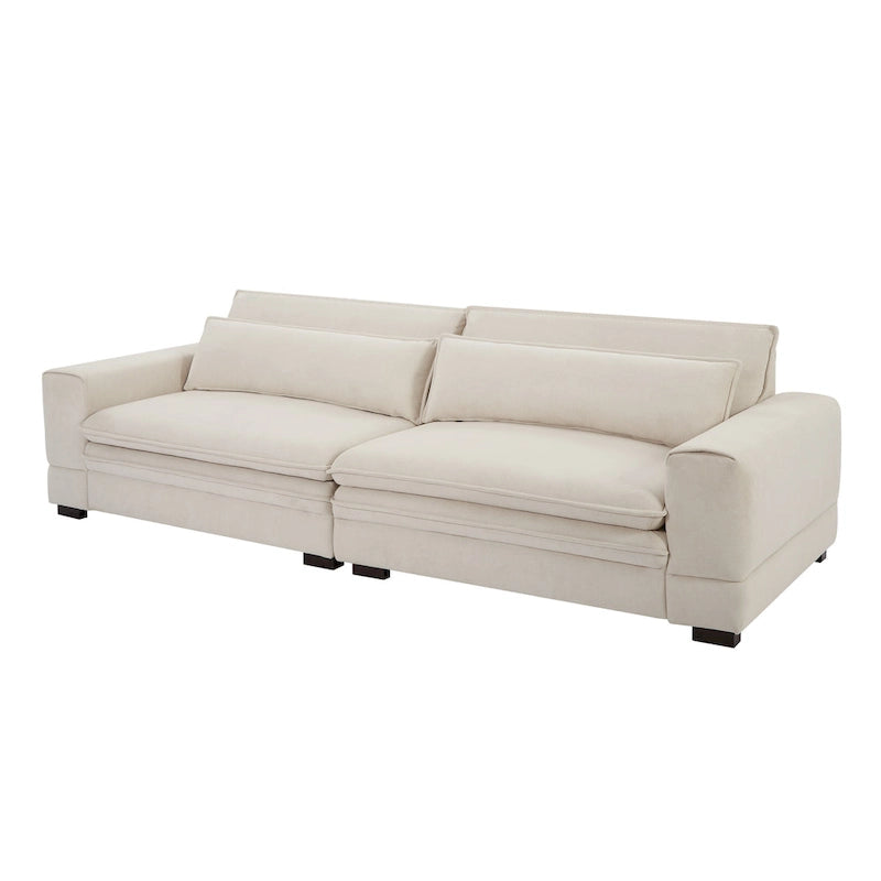 Canapé beige moderne 104,7 pouces en tissu avec coussins lombaires