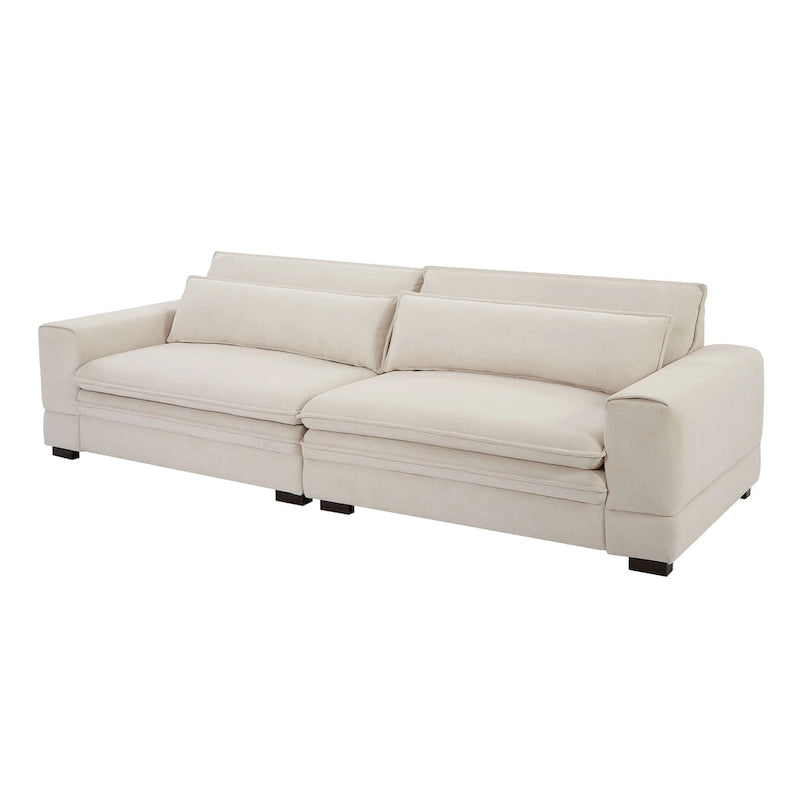 Canapé beige moderne 104,7 pouces en tissu avec coussins lombaires
