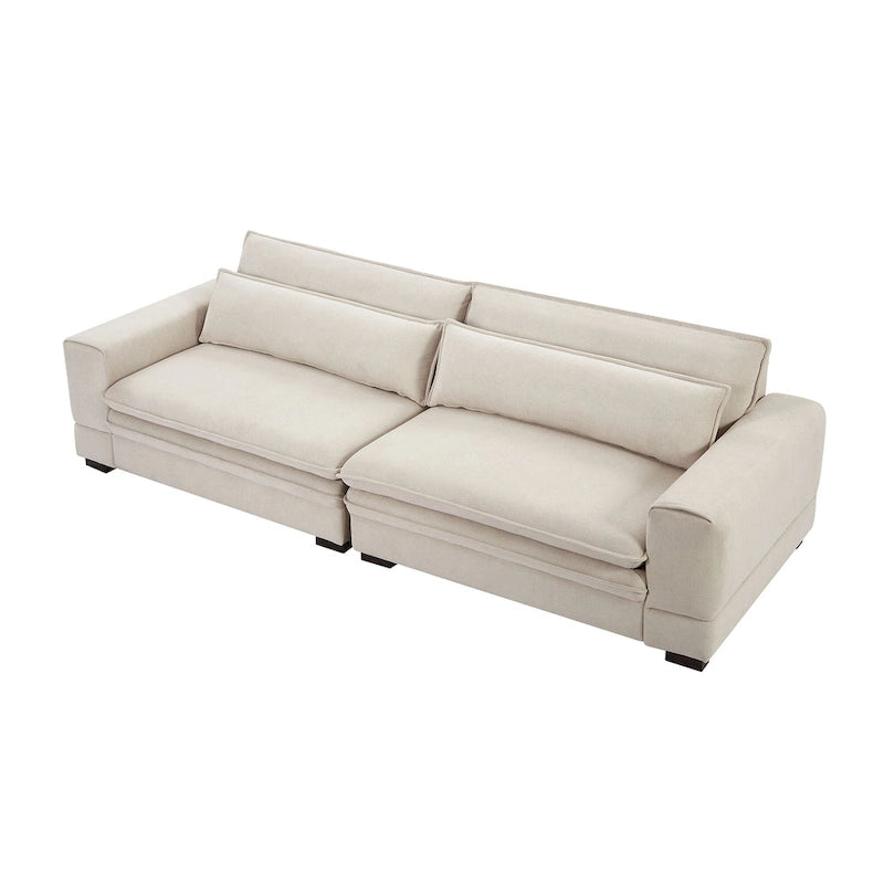 Canapé beige moderne 104,7 pouces en tissu avec coussins lombaires