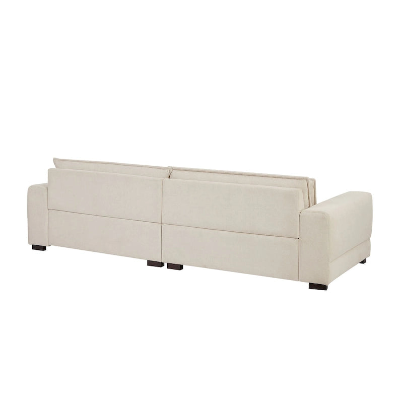Canapé beige moderne 104,7 pouces en tissu avec coussins lombaires