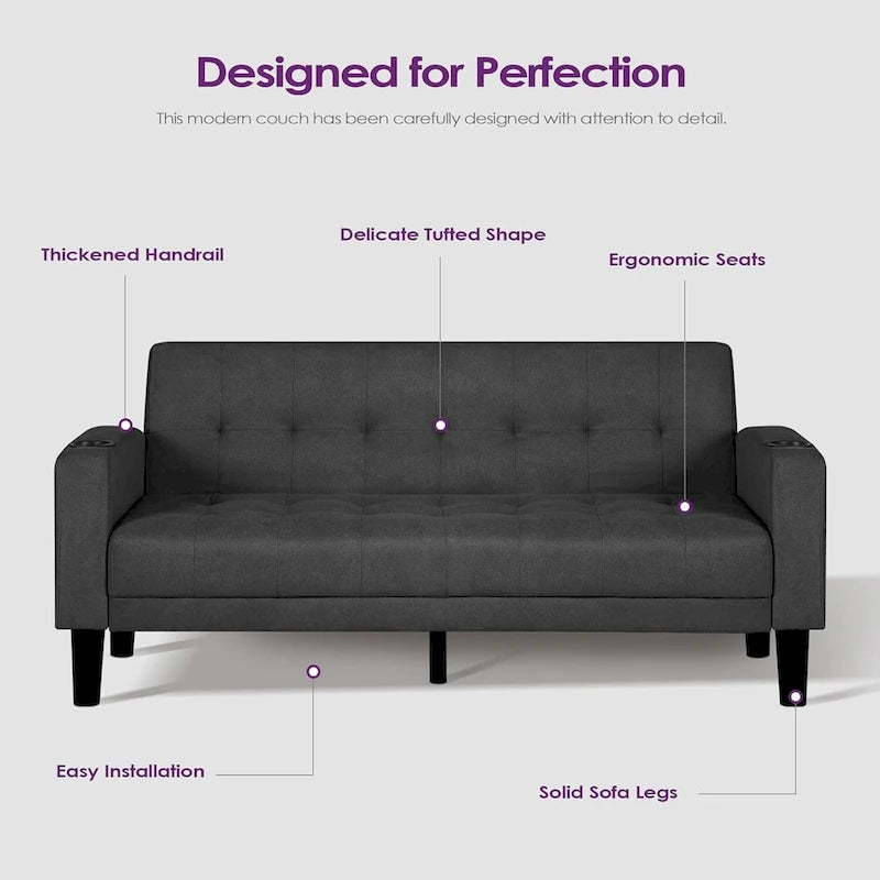 Canapé deux places moderne en lin de 62 pouces